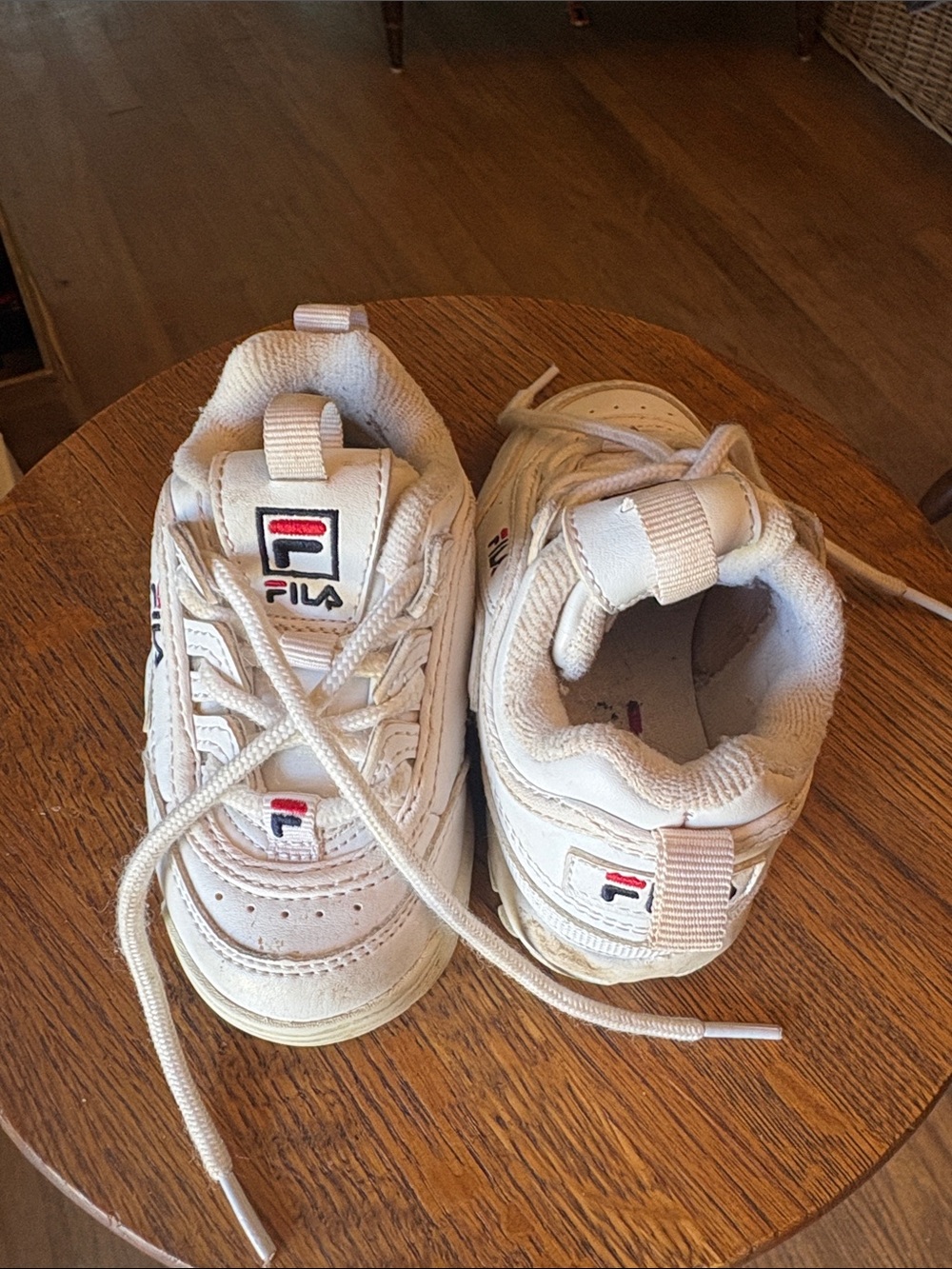 Fila Kids white Sneakers with Navy & Red Logo Accents